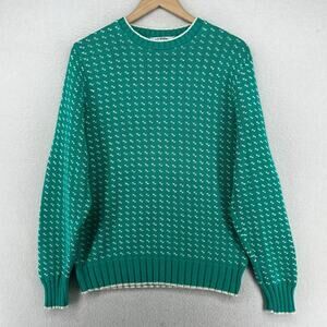 LAKE HARMONY ROWING CLUB Sweater Mens L Birdseye Pullover Cotton Green USA VTG